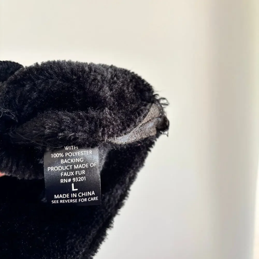 Dots Faux Fur Trim Leather Vest with Zipper Pockets Women's Size M - Picture 4 of 7